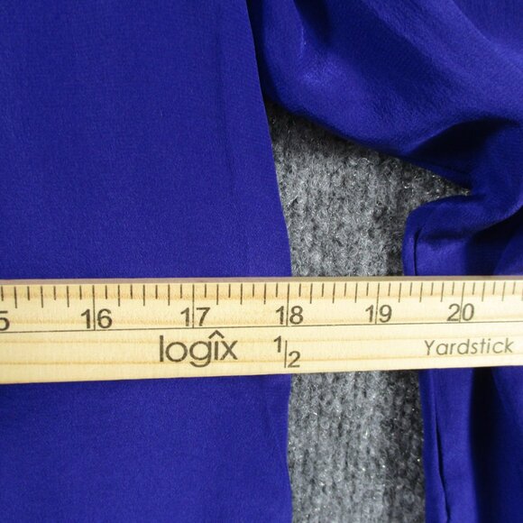 Rebecca Taylor Silk Blouse Shirt Womens 4 Small Blue Ruffle Pull Over Career - Picture 12 of 16